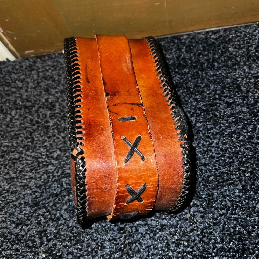 Vintage Belt Bag Handmade Brown Genuine Leather Buckle Bag Satchel Bag - Picture 7 of 15